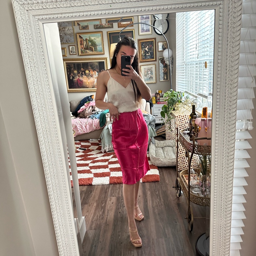 Babaton Midi Pink Skirt